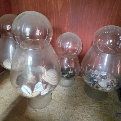 Sale Photo Thumbnail #145: Set of Four Vintage Glass Leech Bowls or Globular Canisters