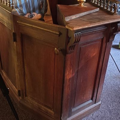 Antique Oak Shipping Clerk's Desk or Reception Counter