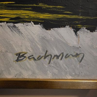 Bachman Signed Mid-Century Modern Abstract Oil Painting