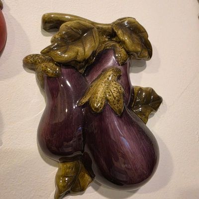 Sale Photo Thumbnail #277: Vintage Ceramic Eggplant Wall Plaque