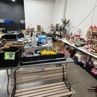Hholiday decor, home goods, apparel, and pet supplies.