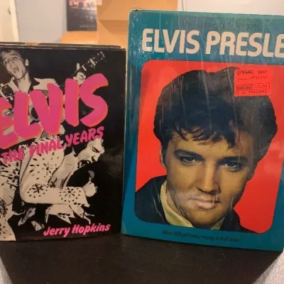 Two Elvis Presley biography books, including Jerry Hopkins' "Elvis: The Final Years" and "The Life and Death of Elvis...