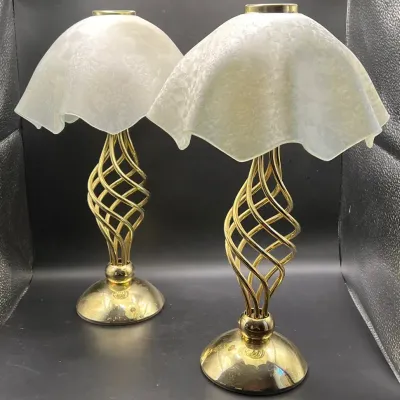 (2) Paragon Spiral Brass Tealight Candle Lamps