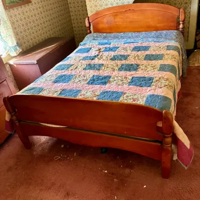 Vintage Full-Size Bed Frame with Bedding