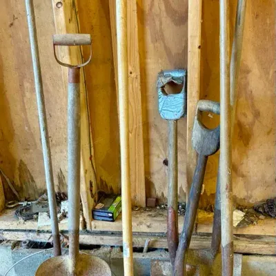 Shovels and Wooden Rake Lot