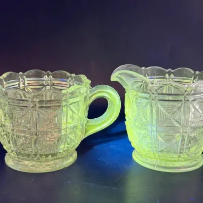 Vintage Open Sugar Bowl & Creamer