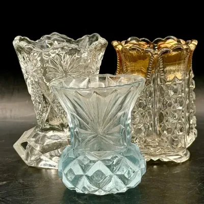 (3) Vintage Glass Toothpick Holders
