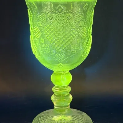 vintage Fostoria For Avon “Hearts and Diamonds" clear glass water goblet