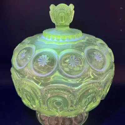LE Smith Moon and Stars Covered Glass Compote