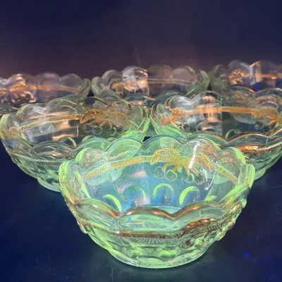 (6) Northwood Glass Cherry Cable Dessert Bowls
