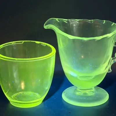 Fostoria Century Pressed Glass Creamer & Antique Cup