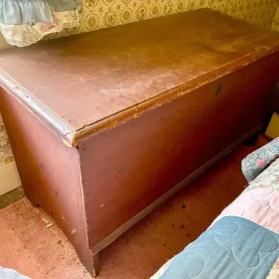 Antique Floor Chest with Contents (Quilts, Blankets)