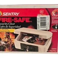 Vintage Sentry Fire-Safe Security Chest, model 1100, in its original retail packaging.
