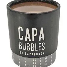 CapaBubbles silicone sparkling wine bottle resealer by CapaBunga, featuring a dark exterior with white typography.