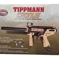 Tippmann Cronus semi-automatic .68 caliber paintball marker, presented in its original retail box.