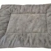 Plush grey pet bed with a cushioned border and soft fleece lining.