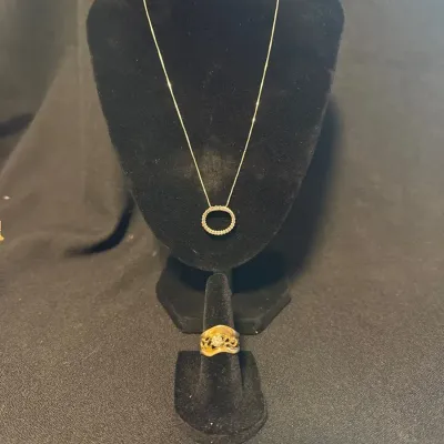14 Karat Gold Necklace, and 14 Karat Gold Ring