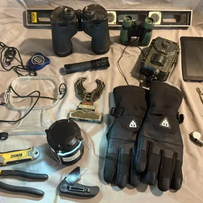 Harley Davidson, Binoculars and Other Mystery Items.