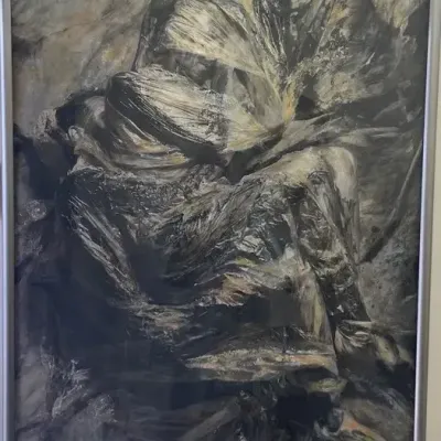 Contemporary Art Depicting Figures Tightly Embraced