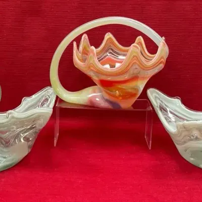 Vtg Mid Century Modern Hand Blown Glass Art Pieces