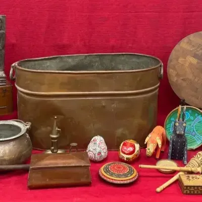 Vtg Copper Wash Boiler & Decor Collection