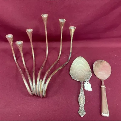Sterling Silver Candelabrum & Spoons