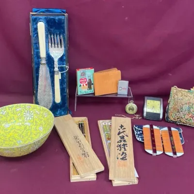 Antique Silver Plate Fish Serving Set & Other Treasures