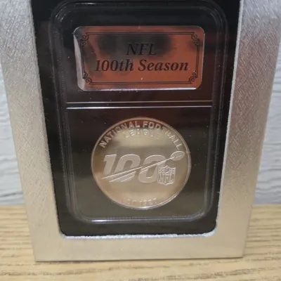 Sale Photo Thumbnail #6: NFL 100th Season 1 Troy Ounce .999 Fine Silver