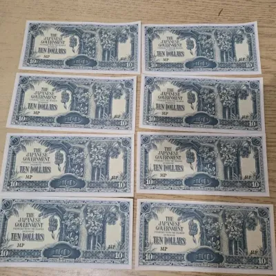 Sale Photo Thumbnail #49: Malaya Japanese Government $10 Banknotes