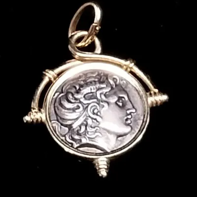 Greek Coin Set In 14k Mount