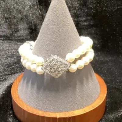 Double Strand Pearl Bracelet With 14k Clasp