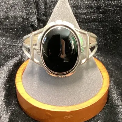 Billie Wydell Sterling & Onyx Cuff Bracelet 