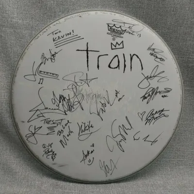 Remo Drum Head Signed by Train Band Members
