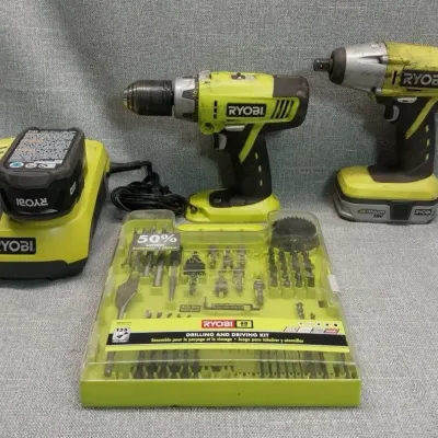 Ryobi Drill, Impact Driver, Drilling Kit & Charger
