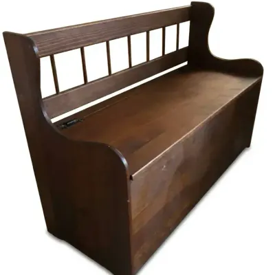 Vintage Wooden Storage Bench Chest