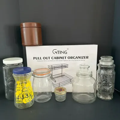 Kitchen Jar Lot & Cabinet Organizer 