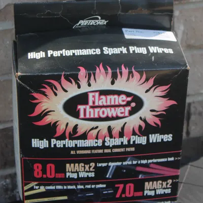 Sale Photo Thumbnail #42: Box of PerTronix Flame-Thrower high performance spark plug wires, showing some shelf wear on the packaging.