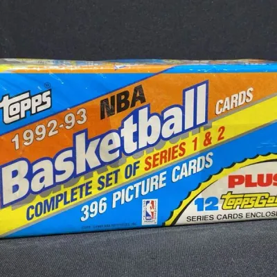 Sale Photo Thumbnail #56: Sealed 1992-93 Topps NBA Basketball complete factory set of Series 1 & 2 cards, including 396 picture cards plus 12 Topps Gold cards.