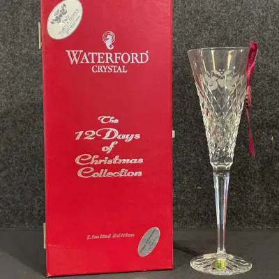 Sale Photo Thumbnail #82: Waterford Crystal '12 Days of Christmas Collection' limited edition champagne flute, 'Two Turtle Doves' 2nd edition, complete with its original red presentation box.