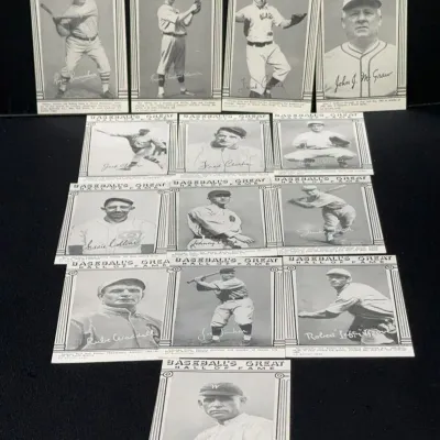 Sale Photo Thumbnail #63: Collection of vintage Baseball's Great Hall of Fame black and white exhibit cards, featuring players such as John J. McGraw and Eddie Collins.