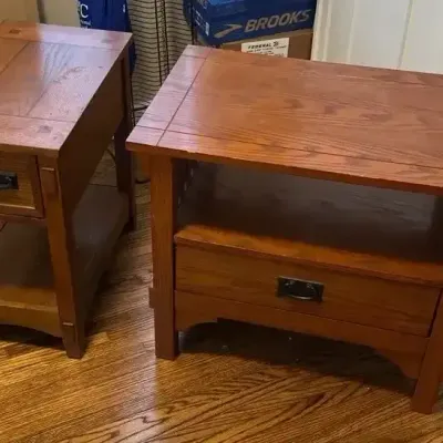 Pair of Solid Wood Mission / Craftsman Style End Tables (Narrow & Wide Set)