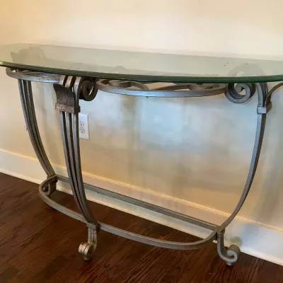 Silver Iron Glass Top Table 