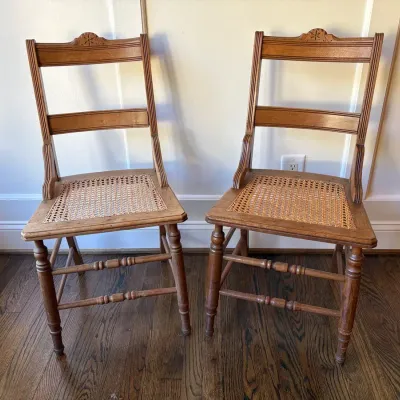 Pair Of Cane Seat Chairs 