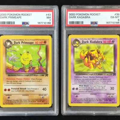 2 2000 Pokémon Rocket Cards, Primeape & Kadabra, PSA Graded