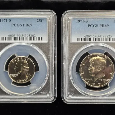 1971-S Washington Proof Quarter & Proof Kennedy Half - PR-69 PCGS