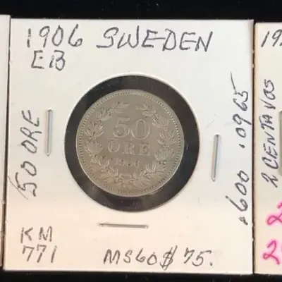 Old Collectible Foreign Coins, 3 Total, 2 Silver 