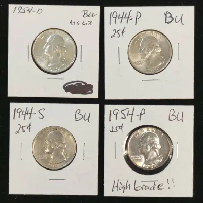 4 Uncirculated Washington Silver Quarters
