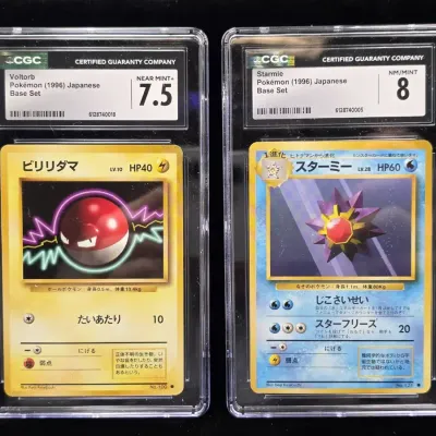 2 1996 Japanese Pocket Monsters/Pokémon Cards Base Set Starmie & Voltorb CGC