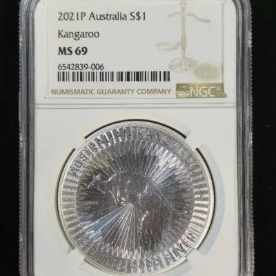 2021 Australia $1.00 1oz .9999 Silver Kangaroo Coin NGC MS-69
