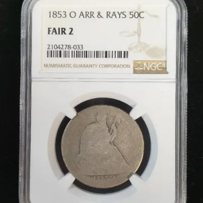 1853-O US Seated Half Dollar, Original Rare Type Coin, NGC Fair-2